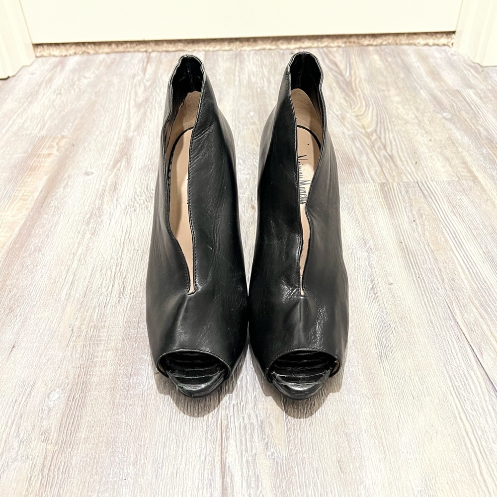 Neiman Marcus Leather Bootie Heel